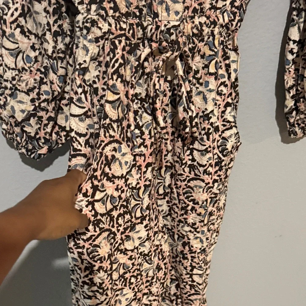 Free People Black and Cream Floral Jumpsuit coveralls I got a feeling